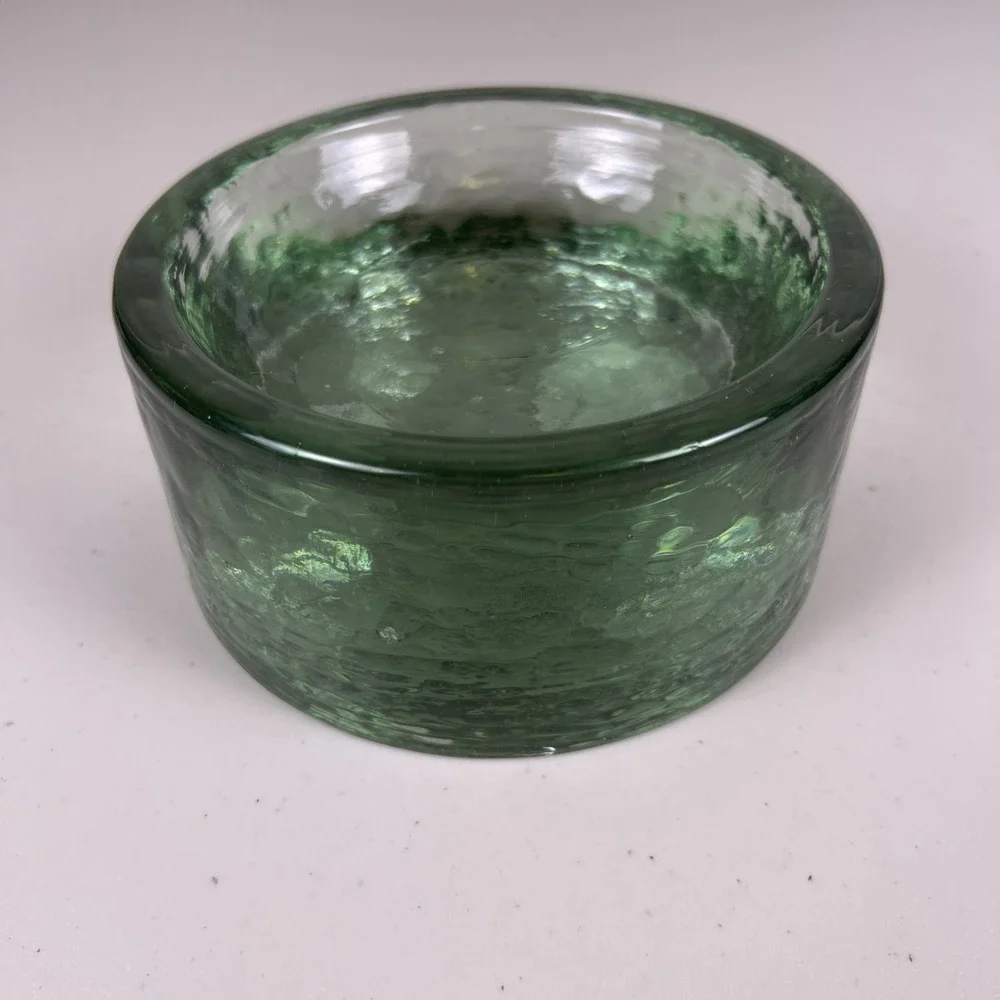 Pottery Barn recycled glass pillar holder Mexican Glass READ